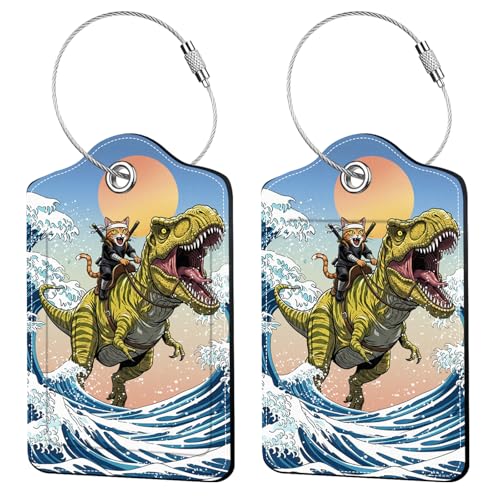 2 Pack Funny Cat Luggage Tags for Suitcases (2 Count)
