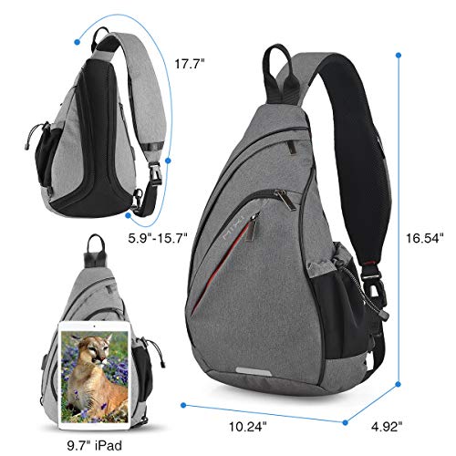Sling Bag Men Backpack Unisex One Shoulder Bag Hiking Travel Backpack Crossbody with USB Port for Men Women Versatile Casual Daypack