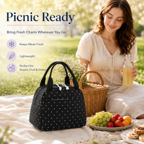 Lunch Bag for Women Men Cute Corduroy Lunch Tote Bags Reusable Insulated Lunch Box Large Capacity Reusable Insulated Cooler for Work Picnic or Travel