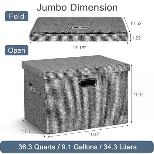 Storage Bins with Lids Fabric Closet Organizers Cubes Office Organization (3 Count)