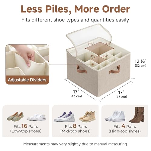 16 Pair Closet Shoe Organizer with Adjustable Dividers