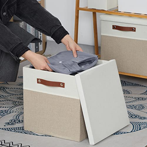 Fabric Storage Bins with Lids 13 Inch Storage Cubes with Lid (2 Count)
