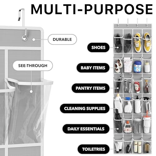 24 Pockets Clear Over the Door Shoe Organizer