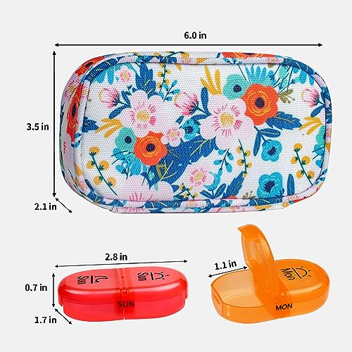 Weekly Travel Pill Organizer 2 Times a Day AM PM Rainbow Pill Box (2 Count)