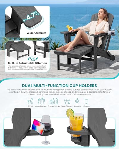 HDPE Folding Adjustable Adirondack Chair with Footrest