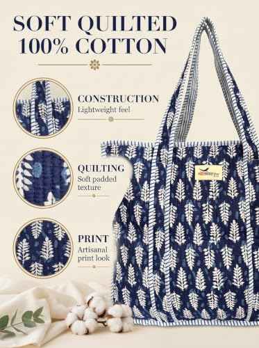100% Cotton Quilted Tote Bag For Women