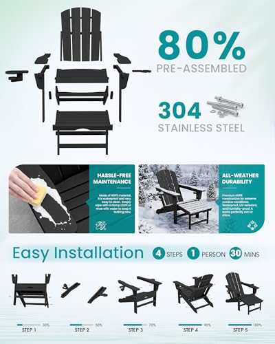 HDPE Folding Adjustable Adirondack Chair with Footrest