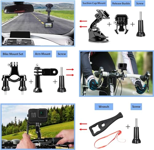 Action Camera Accessories Kit for GoPro Hero 13 12 11 10 9 Black (65 Count)