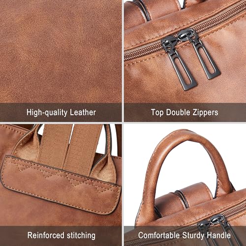 Vegan Leather Laptop Backpack for Women 15.6 inch Work Backpack Fashion Travel Backpack Purse for Travel College Work