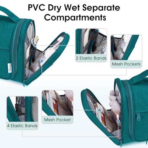 Large Hanging Toiletry Bag for Women Men Travel Makeup Bag Organizer Toiletries Bag Dry Wet Separation