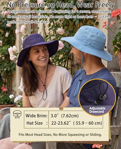 Men's Sun Hat UPF 50+ Wide Brim Bucket Hat Windproof Fishing Hats