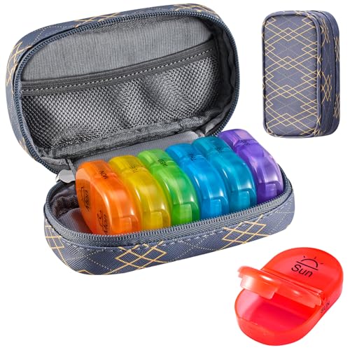 Weekly Travel Pill Organizer 2 Times a Day AM PM Rainbow Pill Box