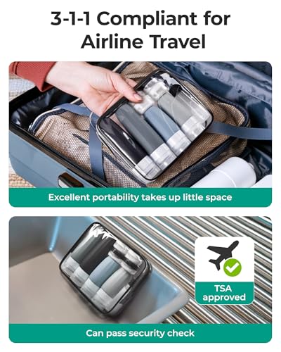 18 Pack TSA Approved Travel Bottles for Toiletries (3.9 Count)