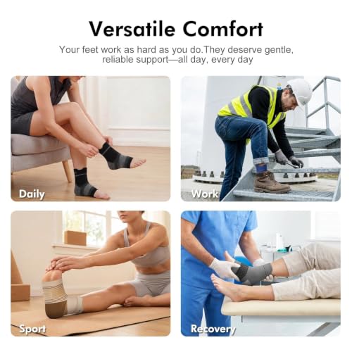 6 Pairs Compression Socks with Arch Support for Plantar Fasciitis (6 Count)