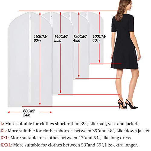 Garment Bags for Hanging Clothes 24''X48'' Suit Bags for Closet Storage (6 Count)