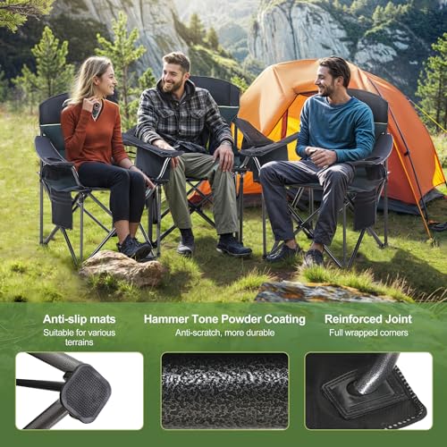 Folding Camping Chair Oversized Heavy Duty Padded Outdoor Chair (2 Count)