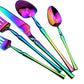20 piece Rainbow Flatware Set 304 Stainless Steel Fork Spoon Cutlery Luxury Mirror Polished Colorful Silverware (4 Count)