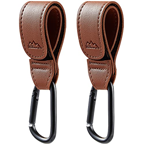 Baby Stroller Hooks Bag Hooks for Hanging Diaper Bags Multipurpose Hooks for Grocery Shopping Bags Premium Vegan Leather Pram Straps 2 Pcs (2 Count)