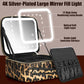 Makeup Travel Train Case with Mirror LED Light 3 Adjustable Brightness Cosmetic Bag Portable Storage Adjustable Partition Waterproof Makeup Brushes Makeup Jewelry Gift for Women