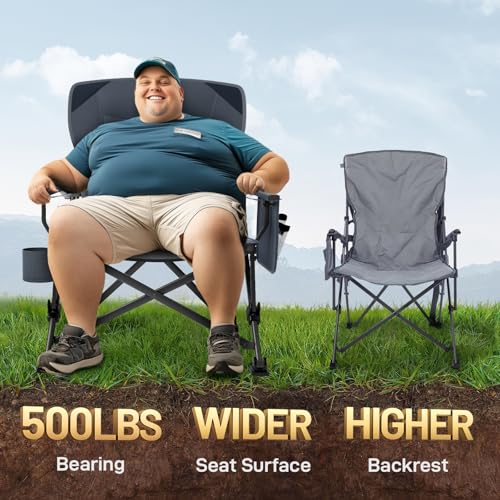 Oversized Folding Camping Chair for Adults with Adjustable Lumbar Support