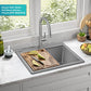 Bellucci 25 inch Granite Workstation Drop In Top Mount Single Bowl Kitchen Sink in Metallic Grey with Accessories