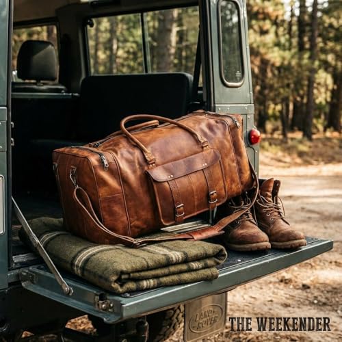 Leather Duffle Bag for Men Luggage Handmade Travel Bag Carry On Luggage Weekender Bags Overnight Gym Sports Cabin Holdall Bag For Airplanes Men And Women