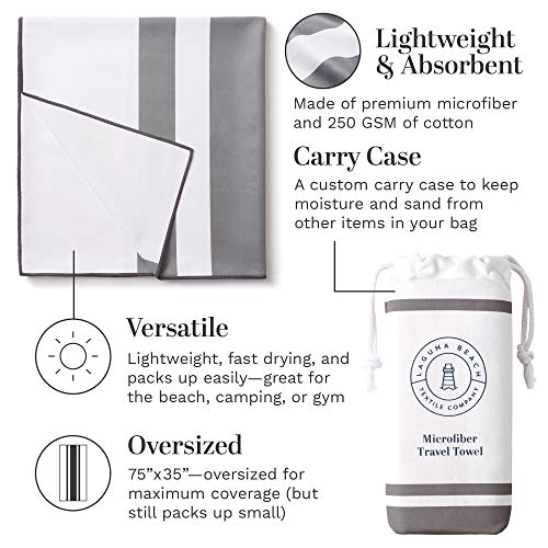 Gray Microfiber Beach Towel by Laguna Beach Textile Co