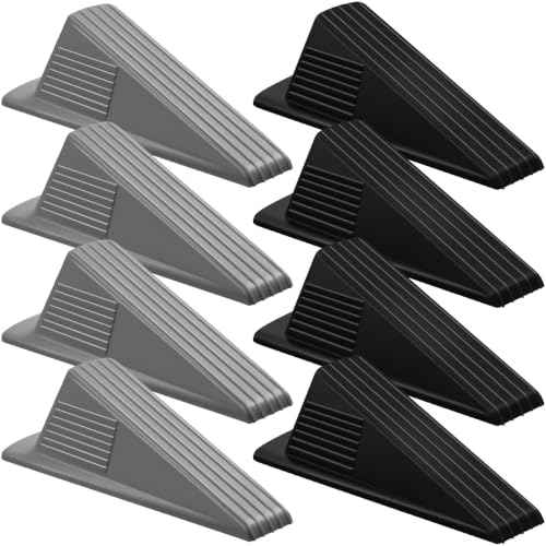 8 Pcs Heavy Duty Rubber Door Stops Wedge Stackable (8 Count)