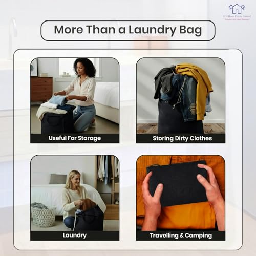 LFH Home Large Premium Cotton Rich Canvas Laundry Bag with Drawstring and Handles Heavy Duty (6 Count)