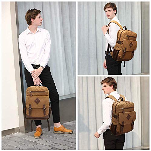 Vintage Canvas Backpack with USB Charging Port