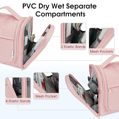 Large Hanging Toiletry Bag for Women Travel Makeup Bag Organizer Toiletries Bag Dry Wet Separation