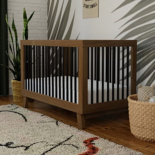 Hudson 3-in-1 Convertible Baby Crib, Natural Walnut/Black