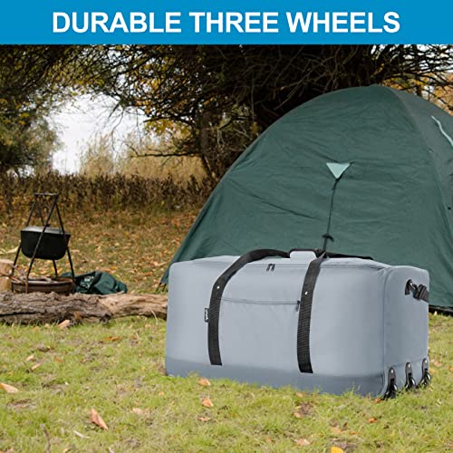 120L Foldable Rolling Duffel Bag with 3 Wheels
