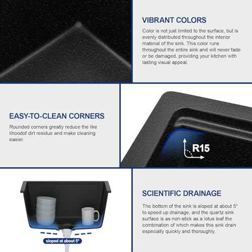 21 In. Black Granite Composite Kitchen Sink