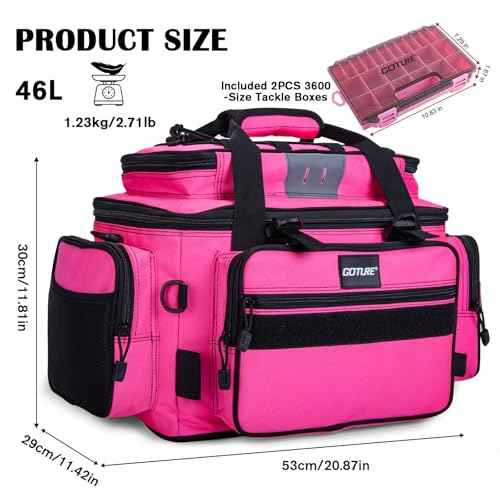 Fishing Tackle Bag with 2PCS 3600 Tackle Boxes