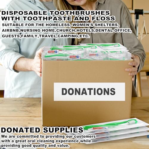 Disposable Toothbrushes with Toothpaste and Floss (10 Count)