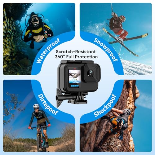 Compatible for Go Pro Hero 13 12 11 10 9 Black Waterproof Housing Case 60M