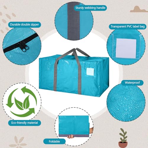 8 Pack Heavy Duty Dorm Moving Bags 65LBs Zippers (8 Count)