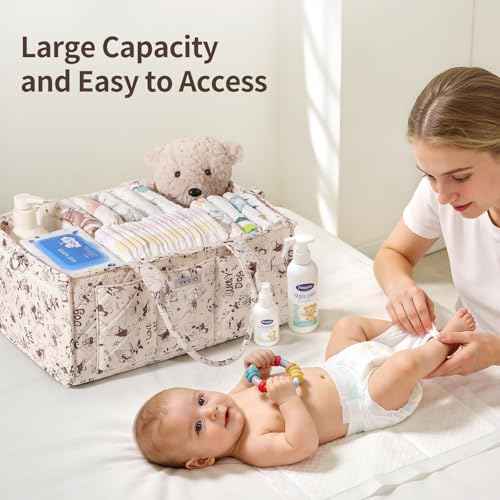 Cute Cartoon Animal Prints Baby Diaper Caddy Organizer