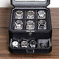 6 Slot Leather Watch Box with Valet Drawer