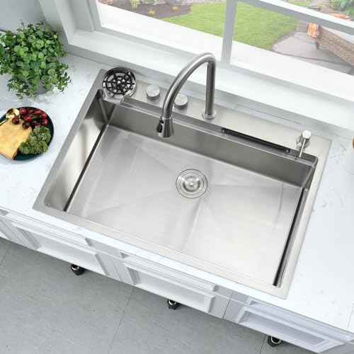 33x19 Drop In Kitchen Sink with Faucet Combo