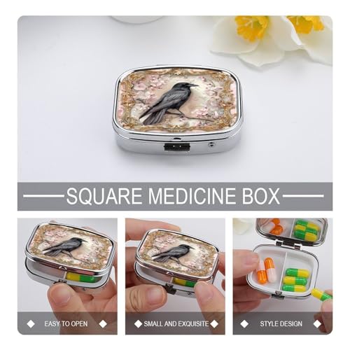 Metal 2 Compartment Pill Organizer Travel Friendly Portable Compact Pill Box Cute Pill Case to Hold Vitamins