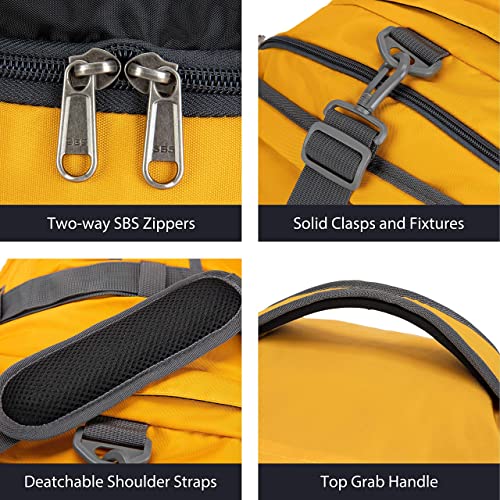 Large Duffel Backpack Gym Bag with Shoe Compartment Yellow 80L