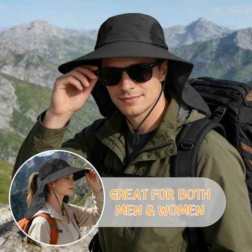 Sun Hat for Men Women with Neck Flap