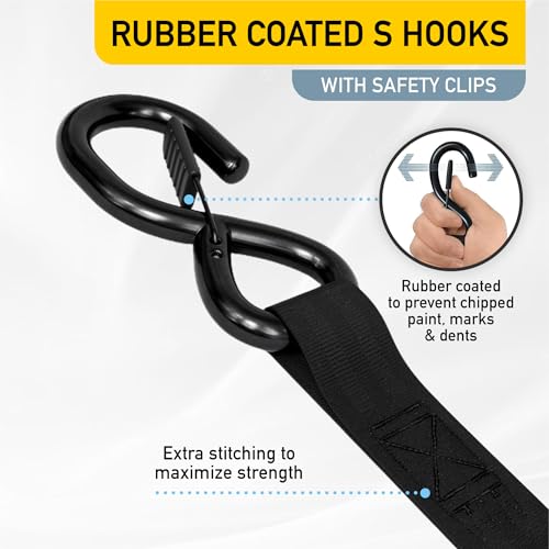 Self Locking Retractable Ratchet Straps (4 Count)