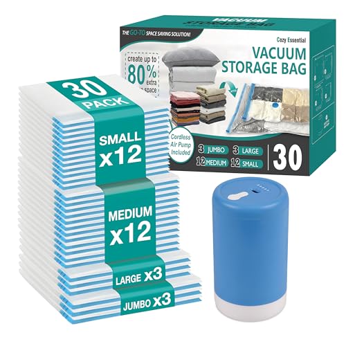Travel Vacuum Storage Bags with Rechargeable Cordless USB Pump