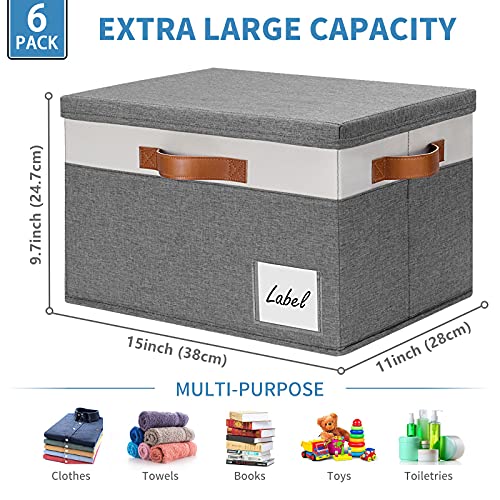 6 Pack Fabric Storage Bins with Lid