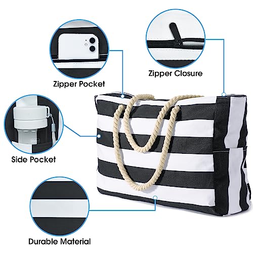 Beach Bag Large Beach Tote Bag for Women Waterproof Sandproof Swim Pool Bag With Zipper