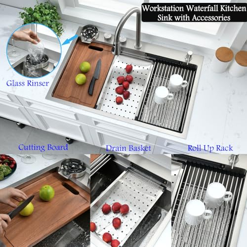 33x19 Drop In Kitchen Sink with Faucet Combo