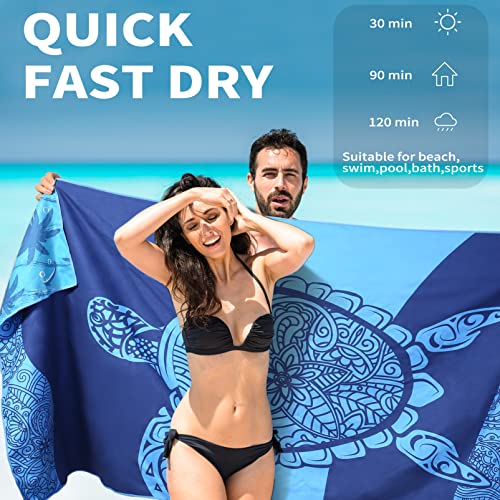 Microfiber Beach Towel Oversized 71x32 Multiple with Bag 4 Pack Bulk (4 Count)
